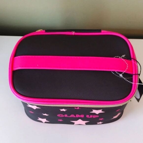 French Bull Black Pink Glam Up Large Cosmetic Travel Case Organizer NWT - Picture 9 of 16